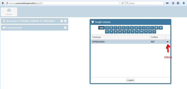 Maschera selezione comune