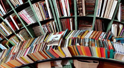 Panoramica scaffali libri