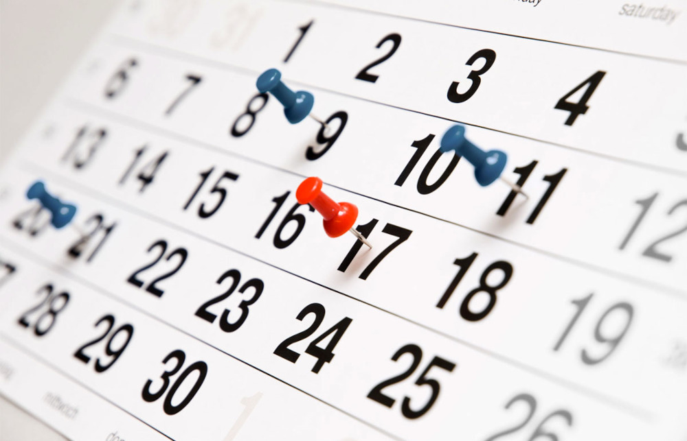 Calendario con puntine